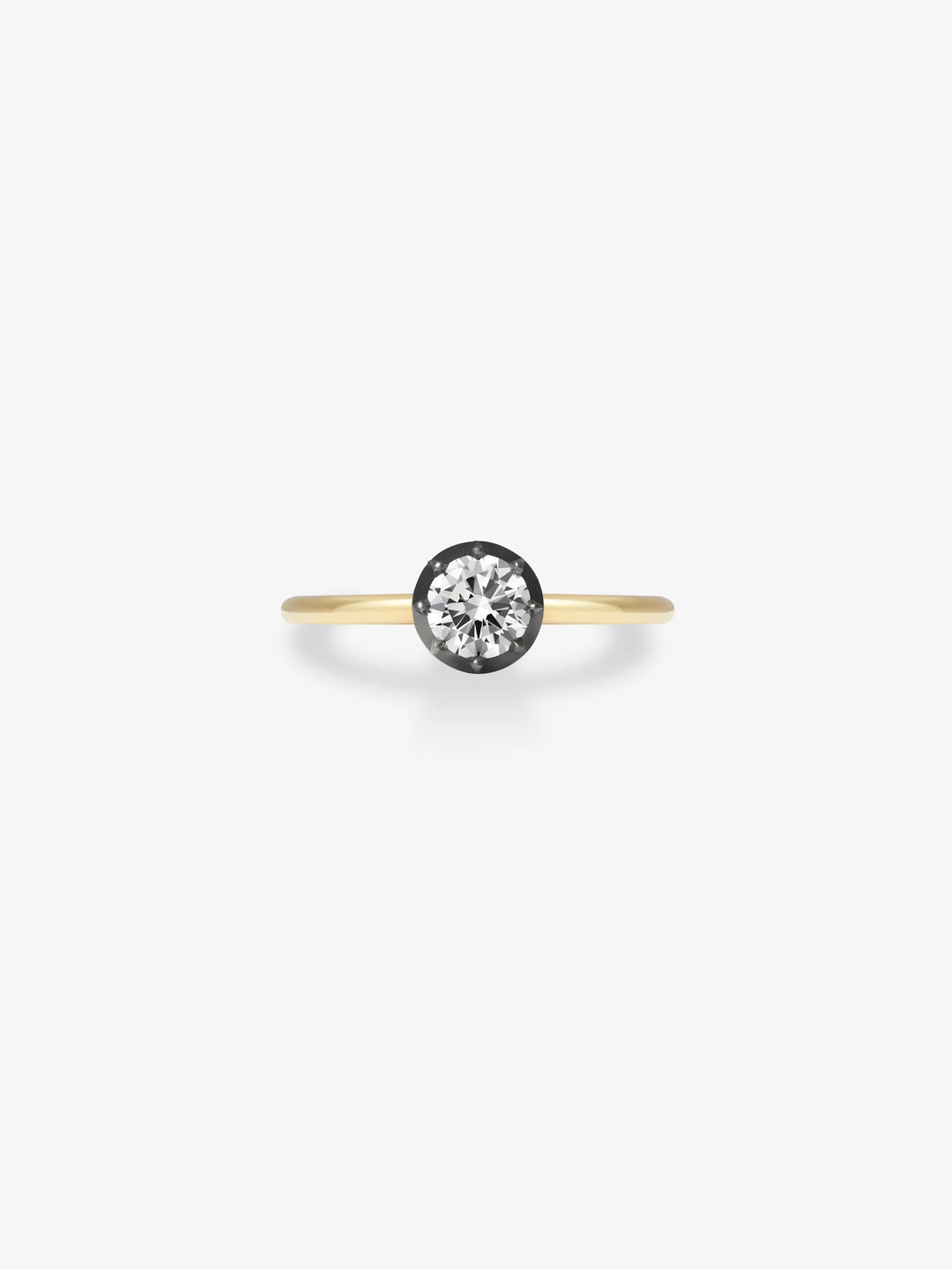 0.70ct Diamond & Blackened Gold Button Back Ring View 1