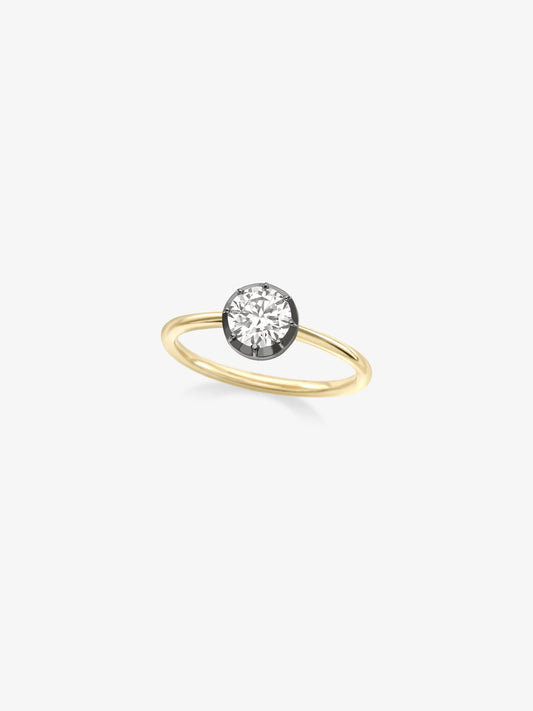 0.70ct Diamond & Blackened Gold Button Back Ring