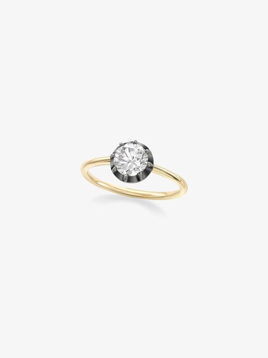 0.90ct Diamond & Blackened Gold Button Back Ring View 2