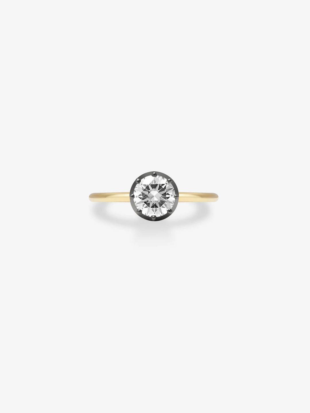 1ct Diamond & Blackened Gold Button Back Ring View 1