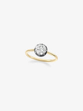 1ct Diamond & Blackened Gold Button Back Ring