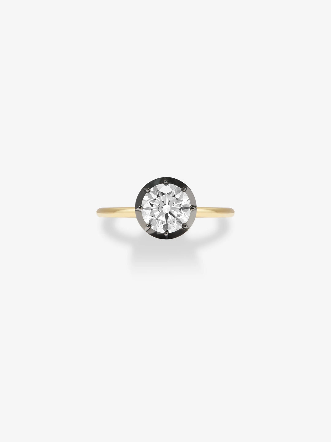 1.50ct Diamond & Blackened Gold Button Back Ring