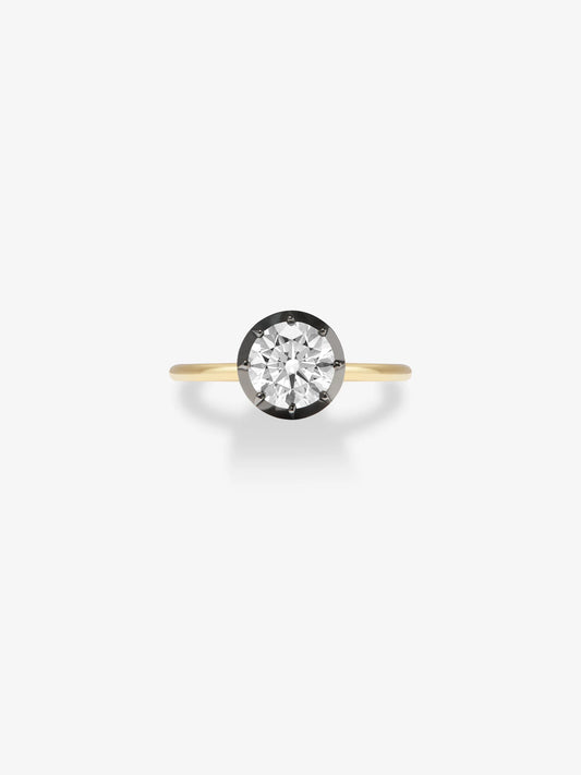 1.5ct Diamond & Blackened Gold Button Back Ring