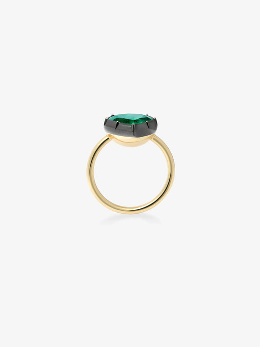 3.35ct Heart-Shaped Emerald Button Back Ring View 4