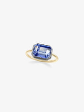 5.76ct East-West Emerald Cut Sapphire Button Back Ring