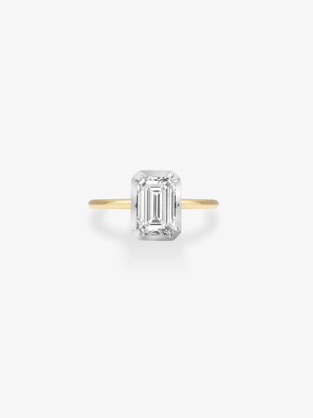 2ct Emerald Cut Diamond & White Gold Button Back Ring