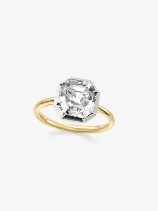 5.21ct Emerald Cut Diamond Button Back Ring