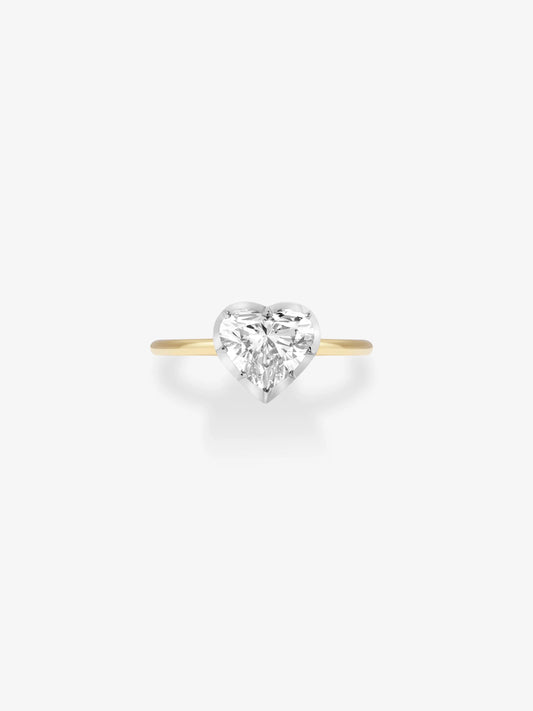 2ct Heart-Shaped Diamond & White Gold Button Back Ring