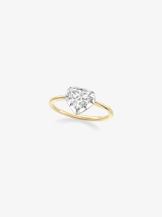 2ct Heart-Shaped Diamond & White Gold Button Back Ring View 2