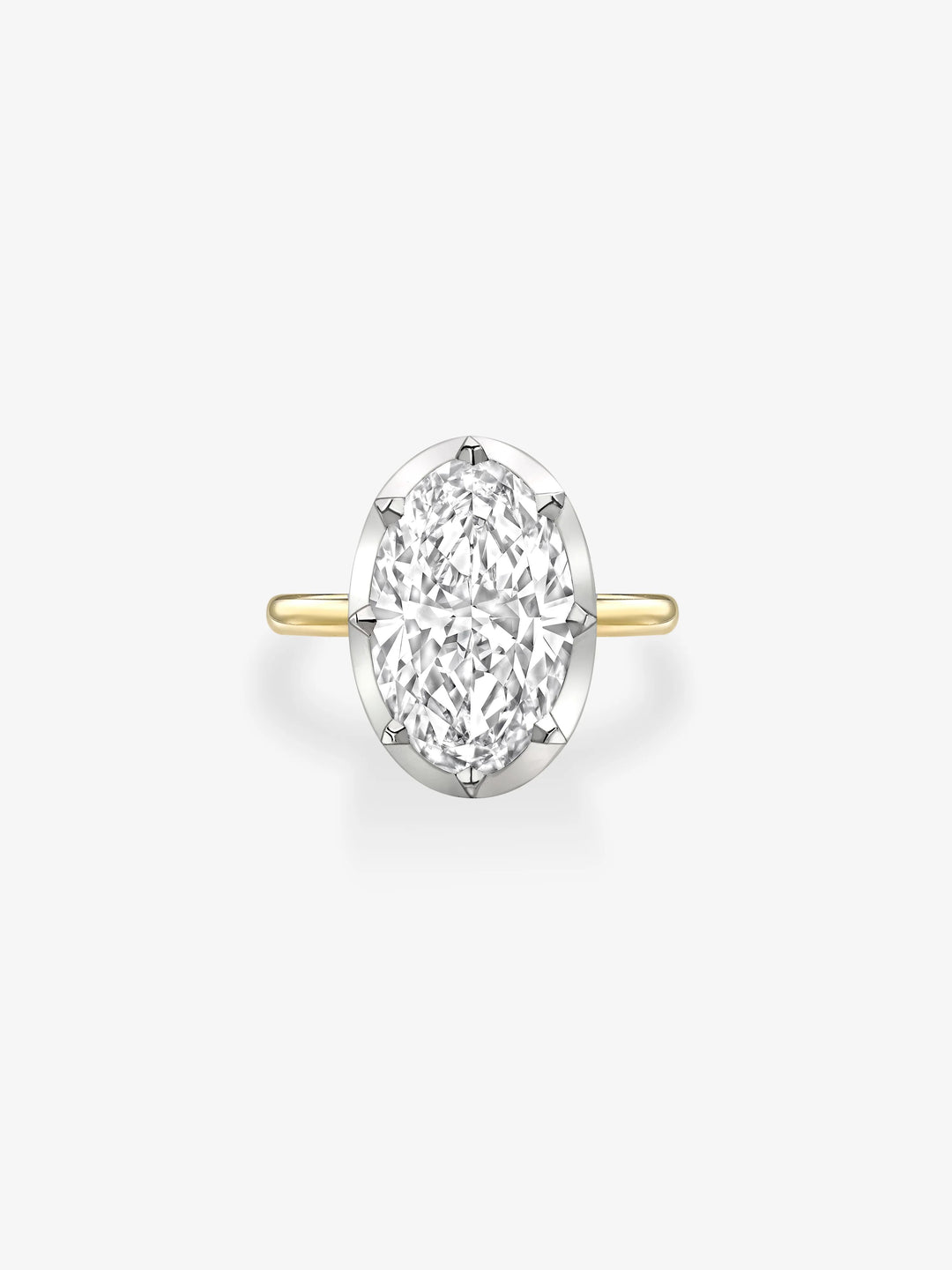 6.54ct Oval Diamond & White Gold Button Back Ring