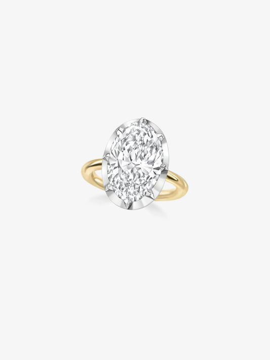 6.54ct Oval Diamond & White Gold Button Back Ring View 2