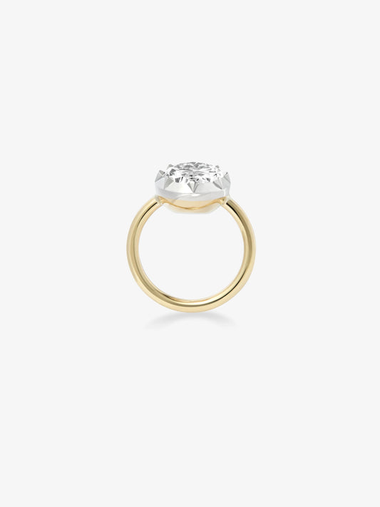 6.54ct Oval Diamond & White Gold Button Back Ring