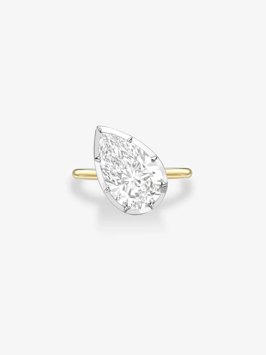 4.33ct Tilted Pear Diamond Button Back Ring