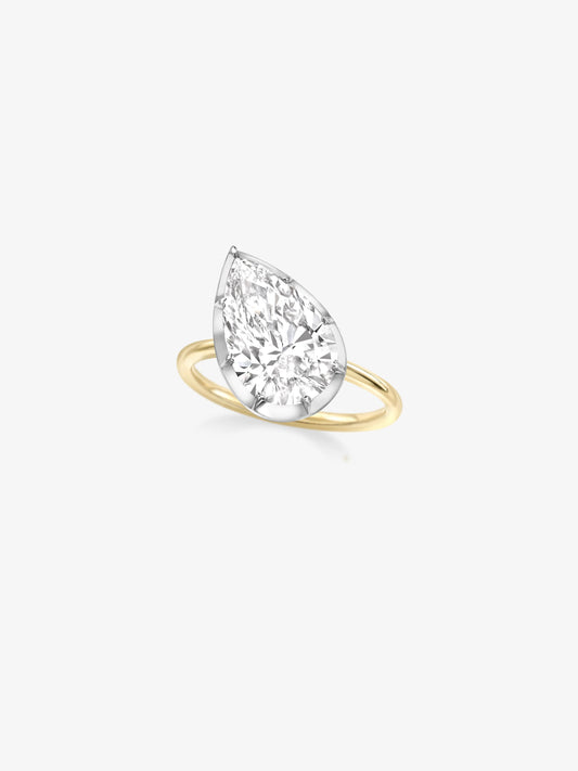 4.33ct Tilted Pear Diamond Button Back Ring