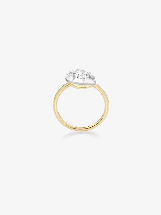 4.33ct Tilted Pear Diamond Button Back Ring