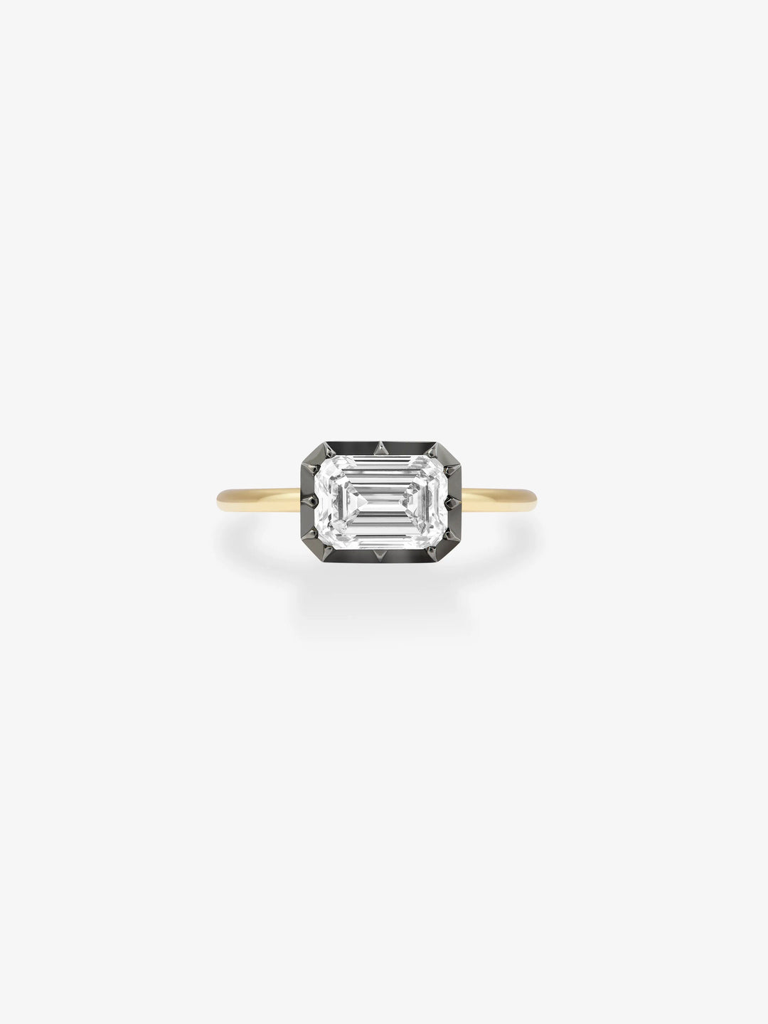 1.50ct East-West Emerald Cut Diamond Button Back Ring View 1