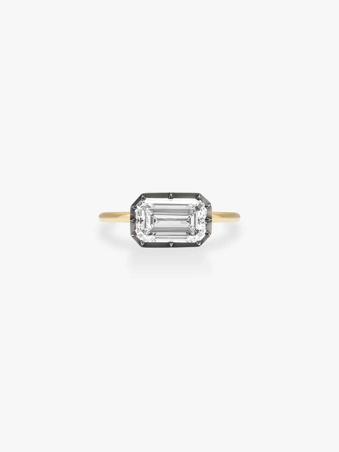 2.50ct East-West Emerald Cut Diamond Button Back Ring View 1