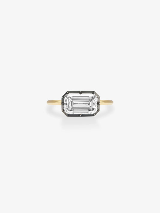 2.50ct East-West Emerald Cut Diamond Button Back Ring