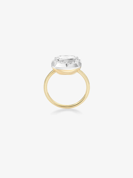 5.02ct East-West Cushion Diamond Button Back Ring View 4