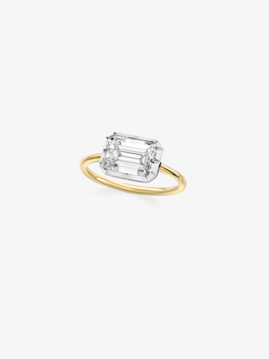 4.23ct East-West Emerald Cut Diamond Button Back Ring