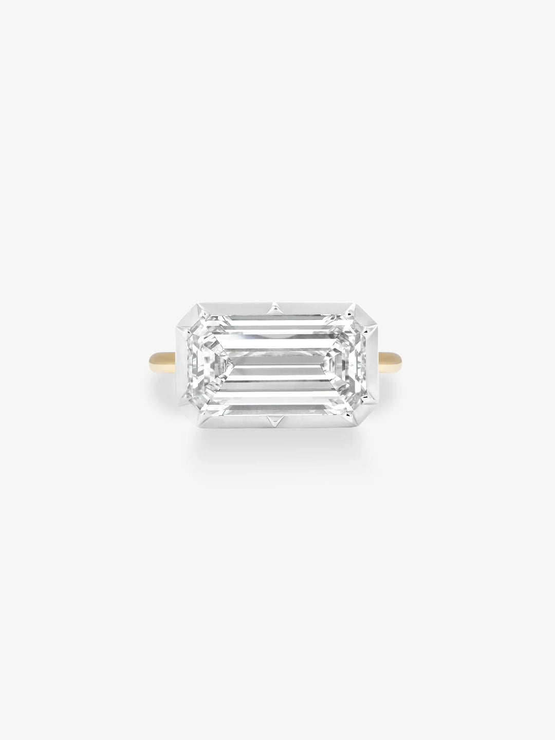 5.27ct East-West Emerald Cut Diamond Button Back Ring