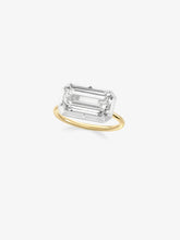 5.27ct East-West Emerald Cut Diamond Button Back Ring