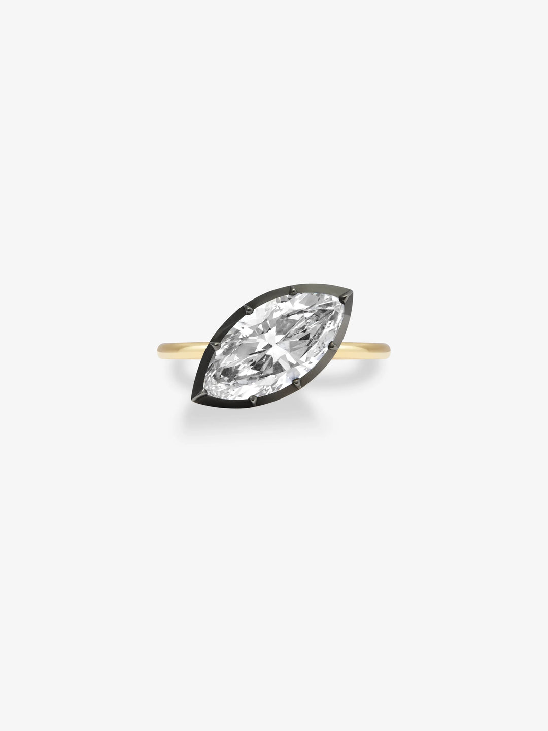 3.52ct Tilted Marquise Diamond Button Back Ring View 1