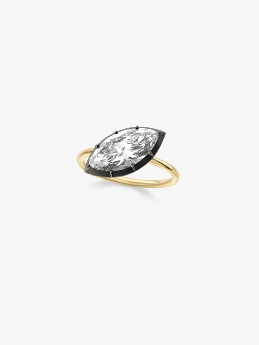 3.52ct Tilted Marquise Diamond Button Back Ring View 4