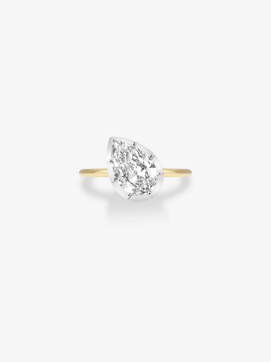 1.50ct Tilted Pear Diamond Button Back Ring