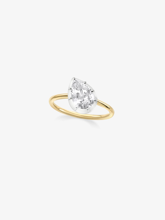 1.50ct Tilted Pear Diamond Button Back Ring View 2