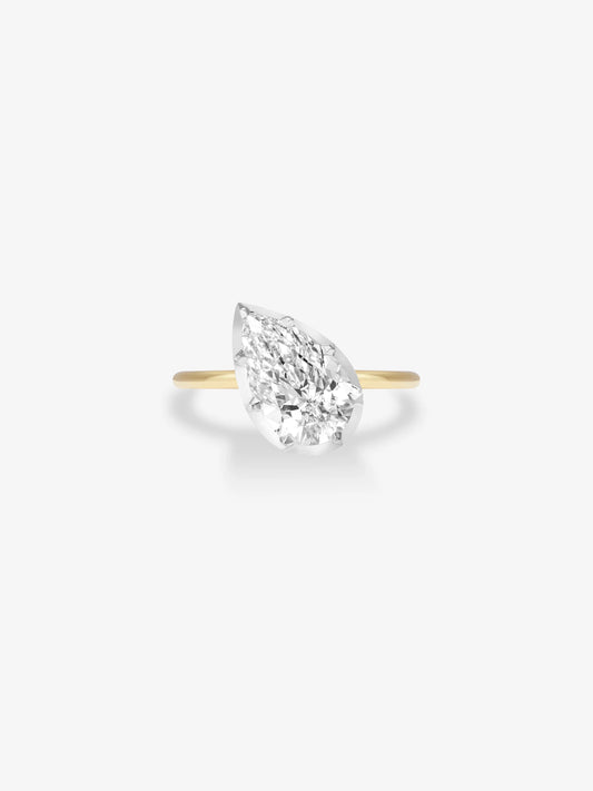 2.50ct Tilted Pear Diamond Button Back Ring