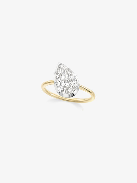 2.50ct Tilted Pear Diamond Button Back Ring View 2