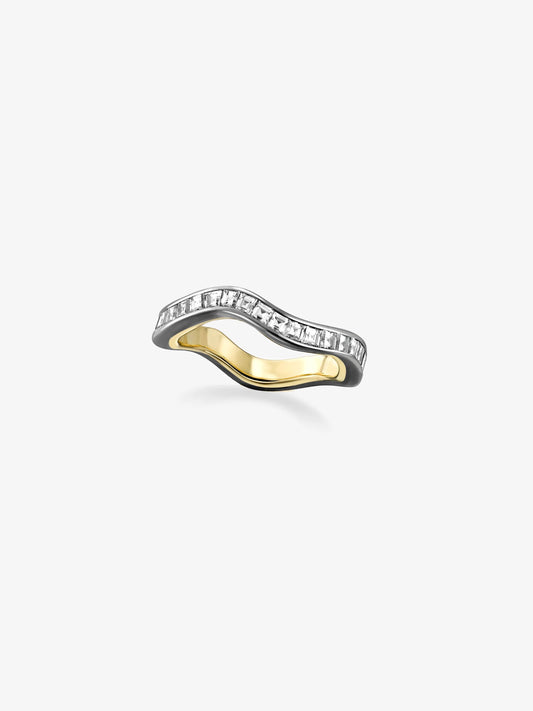 Carmela Carré-Cut Diamond & Blackened Gold Spaghetti Hoop Band