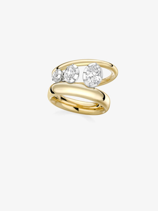 Oval Triple Tilt Diamond Ring View 2