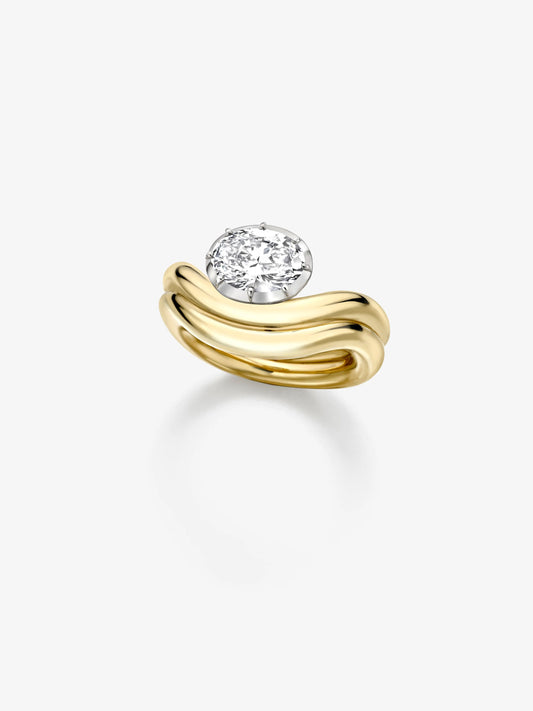 Oval Wave Diamond Ring View 2