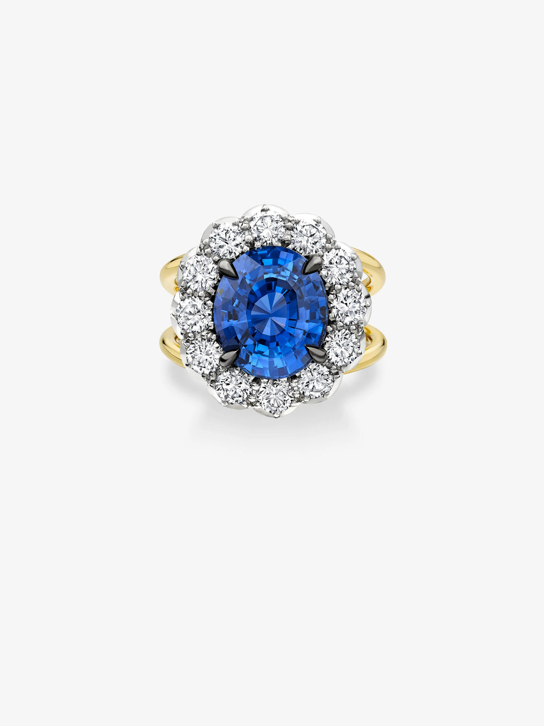 5.20ct Oval Sapphire & Diamond Halo Daisy Ring