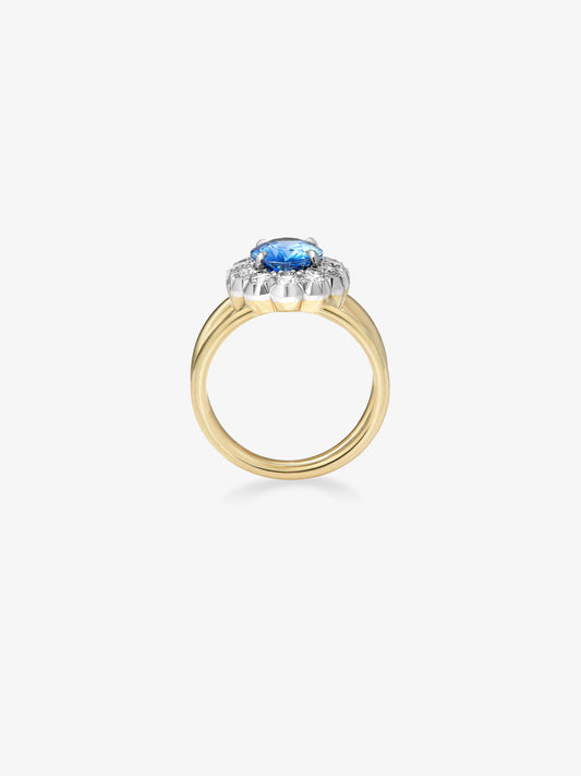 5.20ct Oval Sapphire & Diamond Halo Daisy Ring