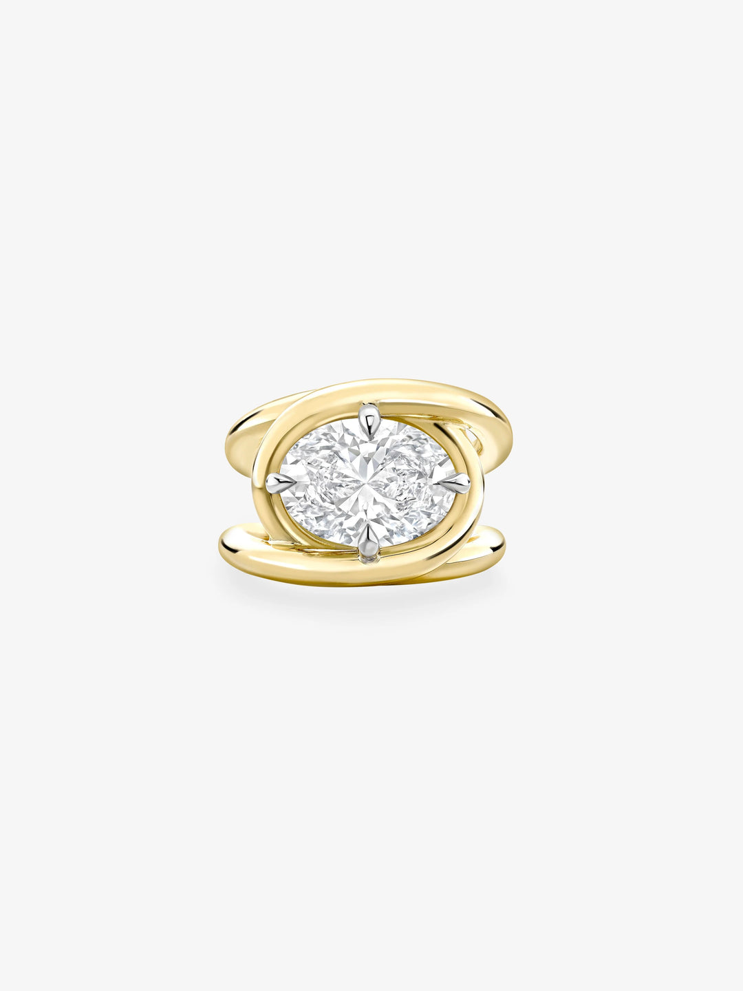 Twisted Gold Oval Diamond Ring View 1