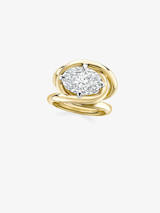 Twisted Gold Oval Diamond Ring View 2