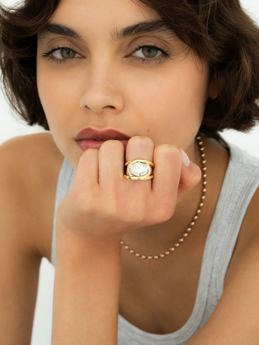 Twisted Gold Oval Diamond Ring