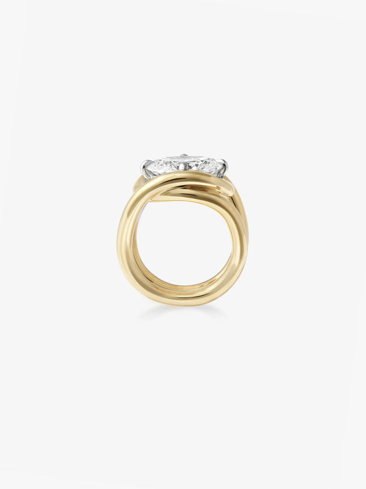 Twisted Gold Oval Diamond Ring