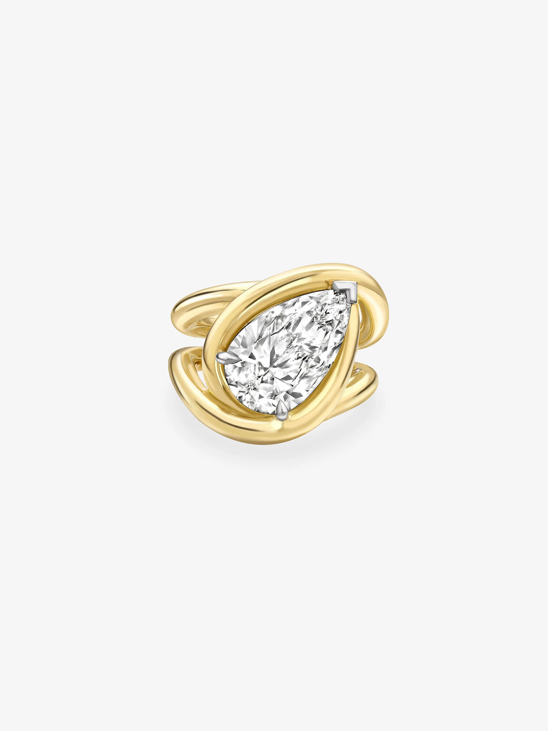 Twisted Gold Pear-Shaped Diamond Ring View 1