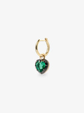 0.50ct Heart-Shaped Emerald & Blackened Gold Single Gypset Hoop Earring