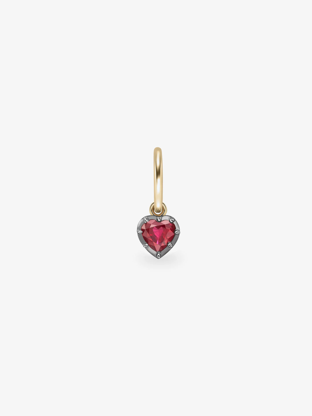 0.50ct Heart-Shaped Ruby & Blackened Gold Single Gypset Hoop Earring