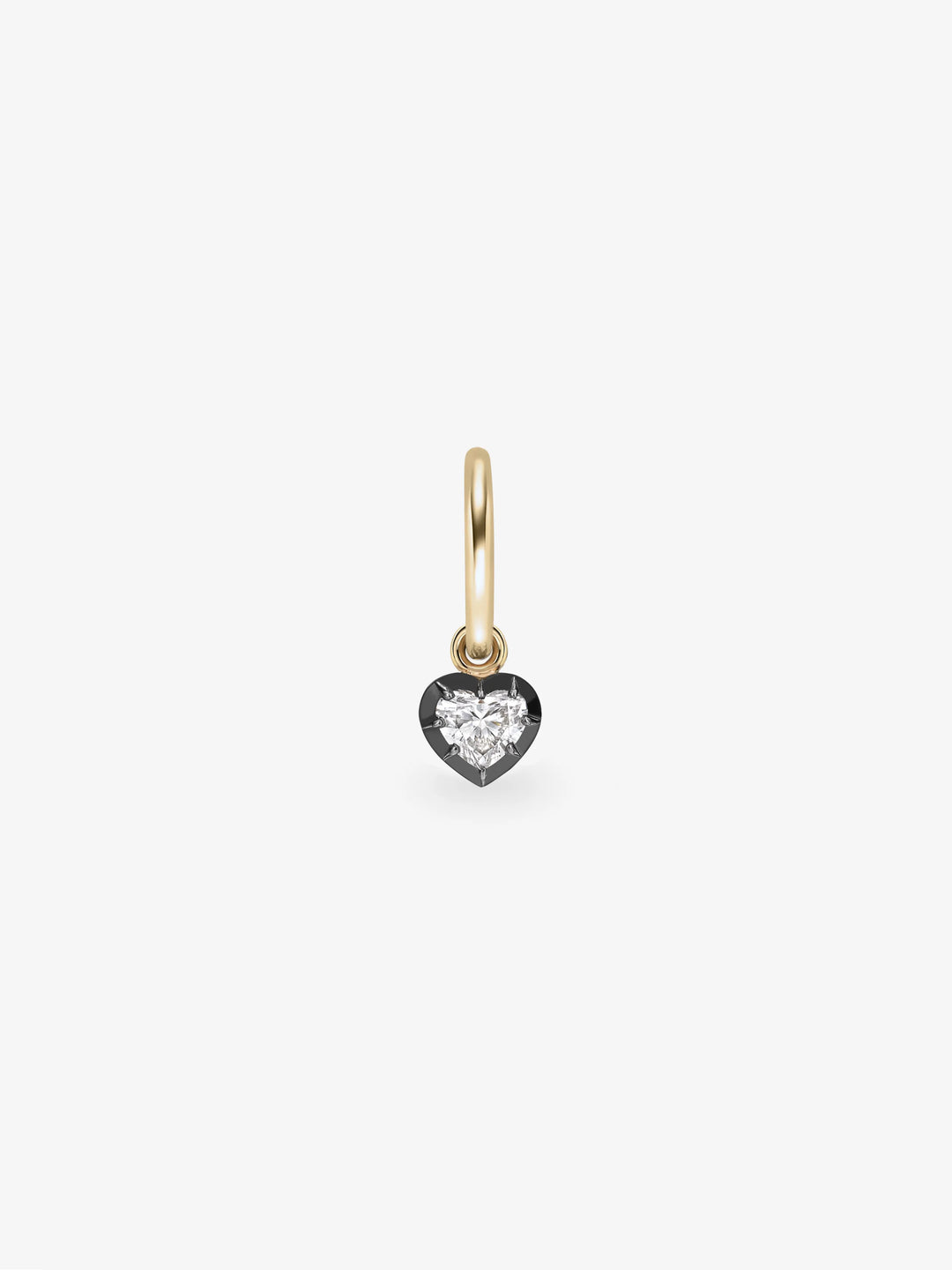 0.30ct Heart-Shaped Diamond & Blackened Gold Single Gypset Hoop Earring