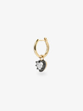 0.30ct Heart-Shaped Diamond & Blackened Gold Single Gypset Hoop Earring