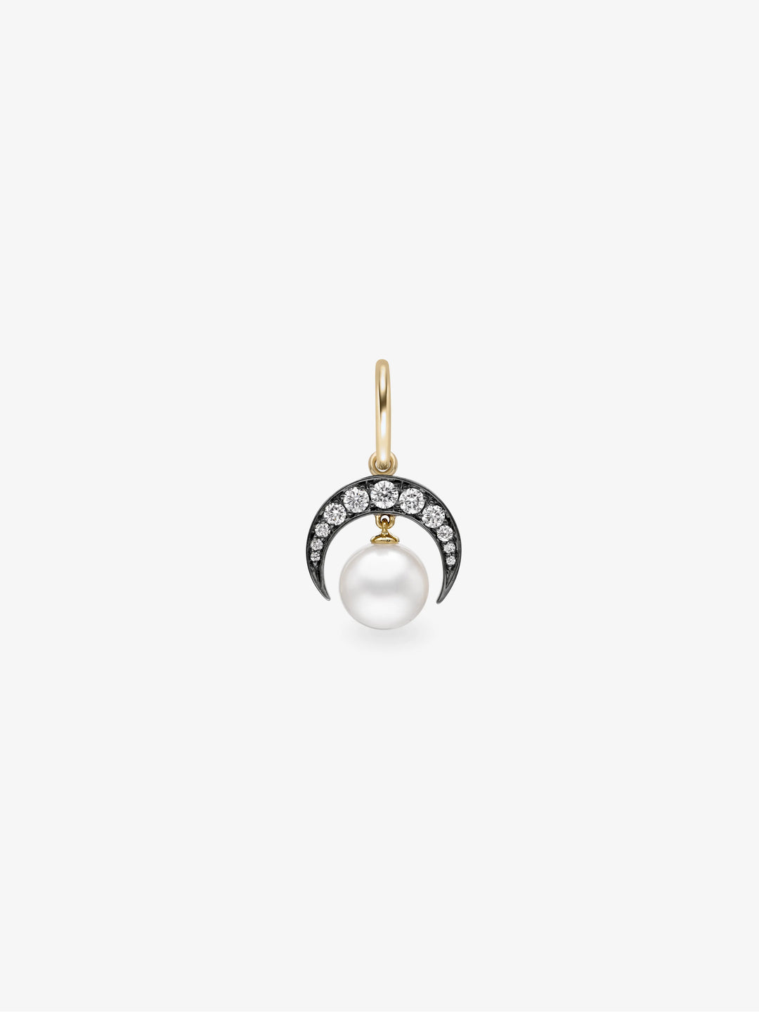 Crescent Moon Diamond & Pearl Single Gypset Hoop Earring