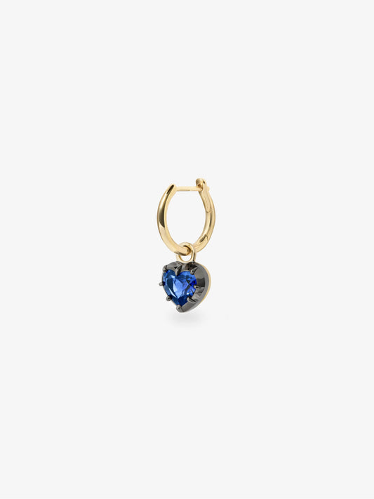 0.50ct Heart-Shaped Sapphire & Blackened Gold Single Gypset Hoop Earring