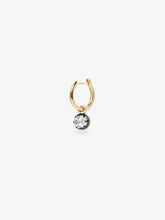 0.50ct East-West Oval Diamond & Blackened Gold Single Gypset Hoop Earring