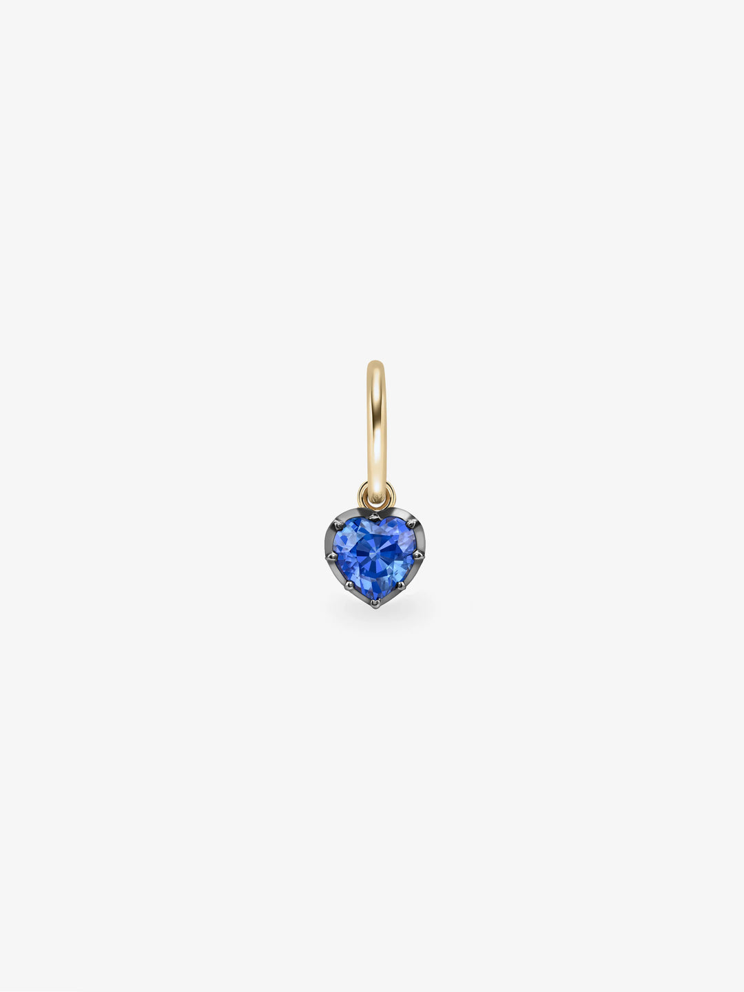 0.50ct Heart-Shaped Sapphire & Blackened Gold Single Gypset Hoop Earring